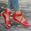 Fashion Summer Plus Size Gladiator Sandals Women Corss Band Back Zipper Flat Heels Sandals Woman Outdoor Non Slip Casual Sandles Female