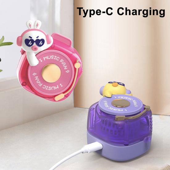 Small Fan Cartoon Duck Rabbit Bear Element Camera Design Hanger Fan Multi-Speed Wind Adjustment Low-Noise Motor Cooling