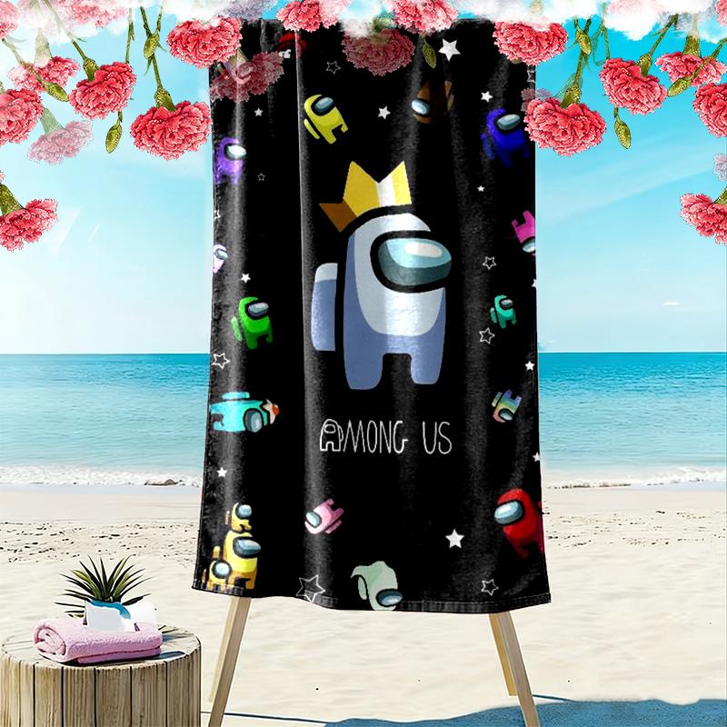 Among Us Print Beach Towel, Large Soft Quick Dry Towel for Beach Camping Swimming