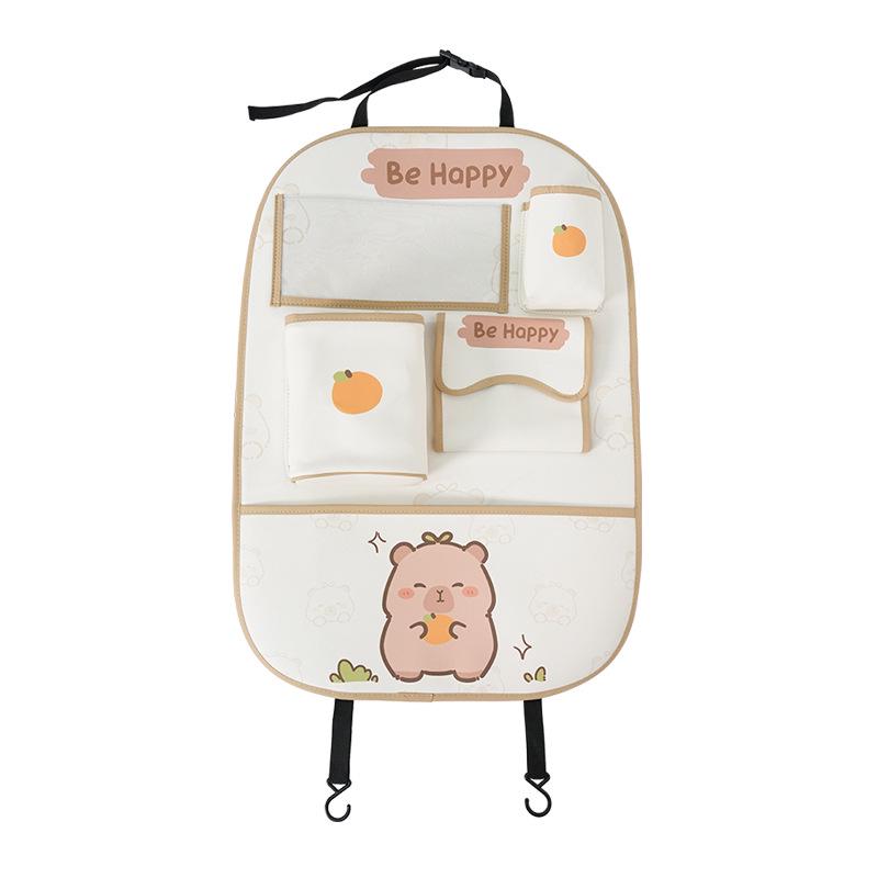 Сумка для хранения автомобиля Capybara: Мусорный бак из мультяшной кожи, устойчивый к грязи и ударам