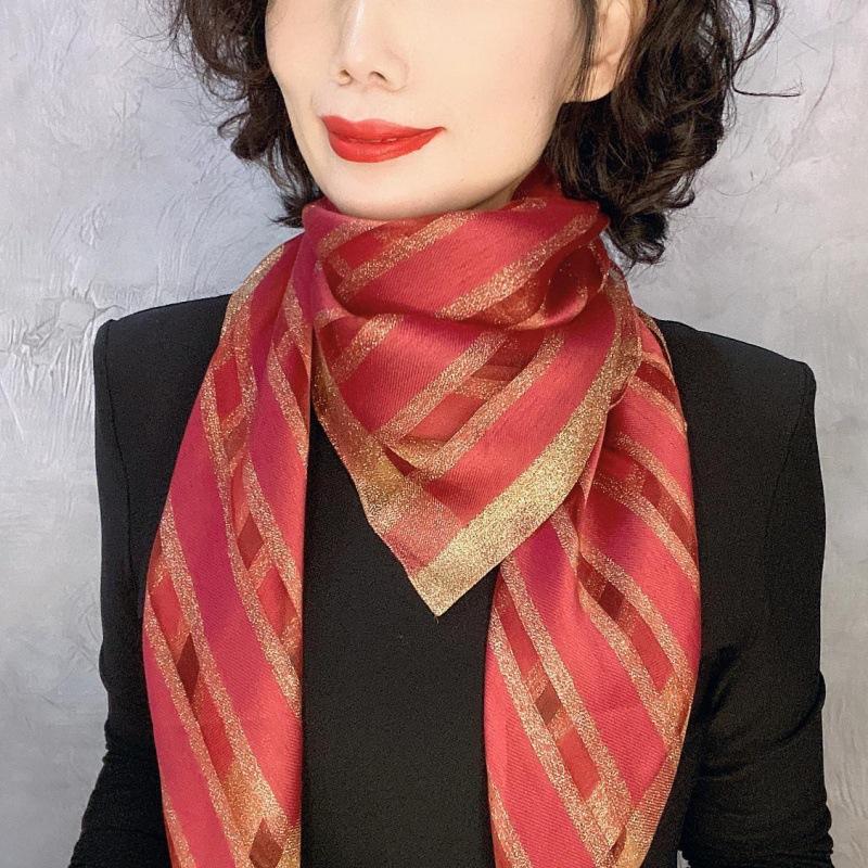 Корейский стиль, новый стиль, квадратный шарф с магнитной кнопкой из золотой проволоки, темпераментный шелковый шарф, ленивый шарф, модный и универсальный