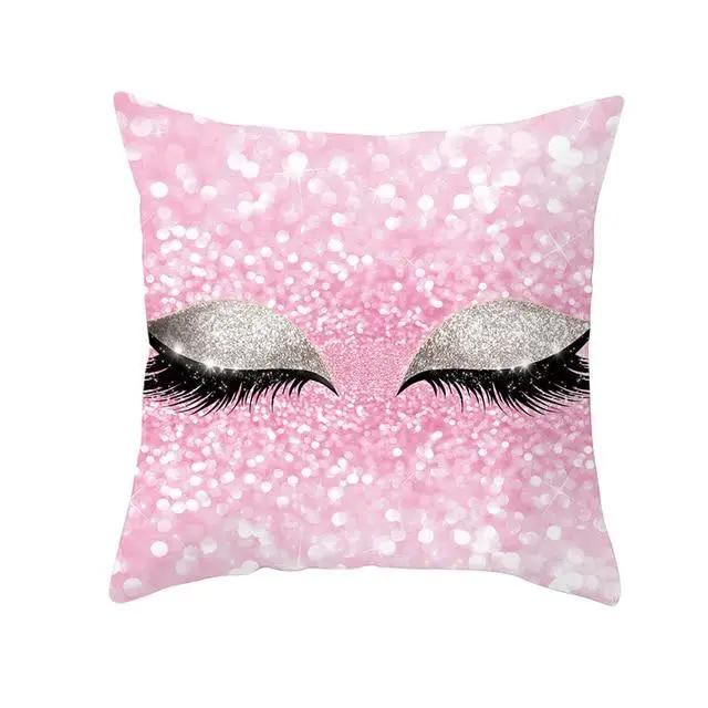 Juste de coussin en polyester avec cils, taie d'oreiller, décoration à la mode, canapé, maison