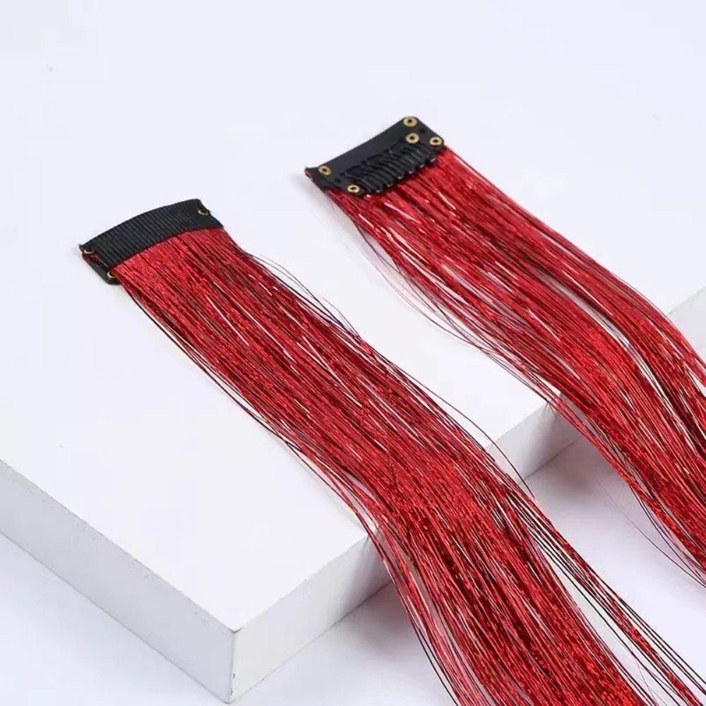 Головной убор Блестящий Блестящий Мишура для волос Радужные Шелковые Наращивания для волос Длинный Прямой Блестящий Хвост