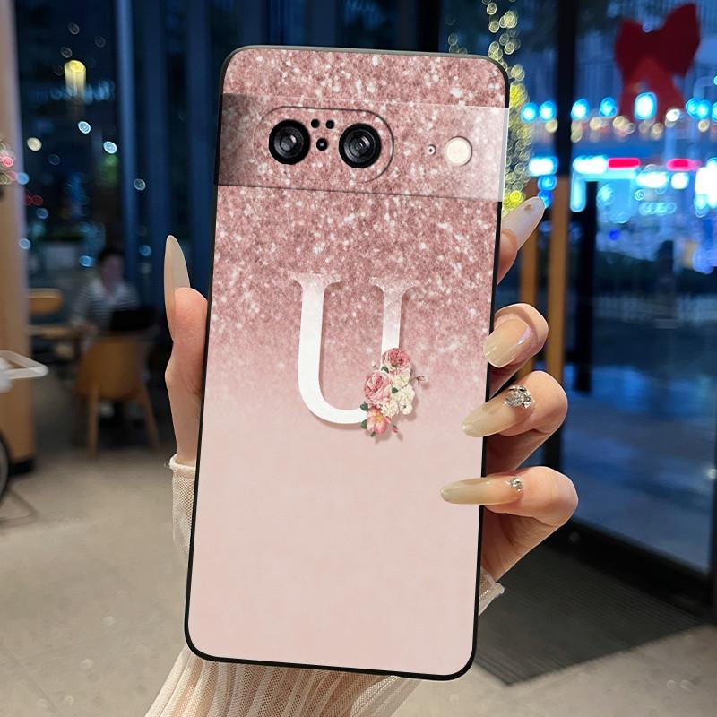 Letter Shiny Starry Sky Pattern Phone Case For Google Pixel 8 Soft Silicone Black Case For Google Pixel 8a Anti-scratch Casing