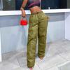 Women's Casual Solid Color Cotton Pants Warm Clip Cotton Drawstring Pocket Elastic Waist Cotton Pants