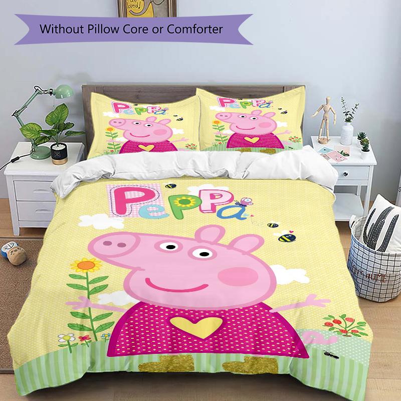 Peppa Pig Garden Party Print 3Pcs Bedding Setduvet Cover With 2 Bedropillowcase Home Birthday Gift