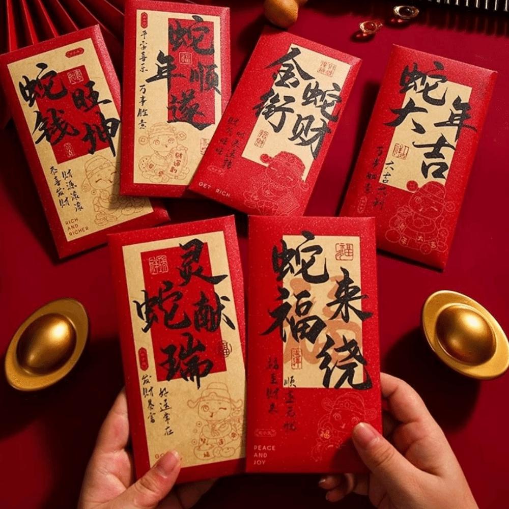 Blessing 2025 New Year Red Envelopes Traditional Red Packet Money Bags Lucky Money Pockets Bonus