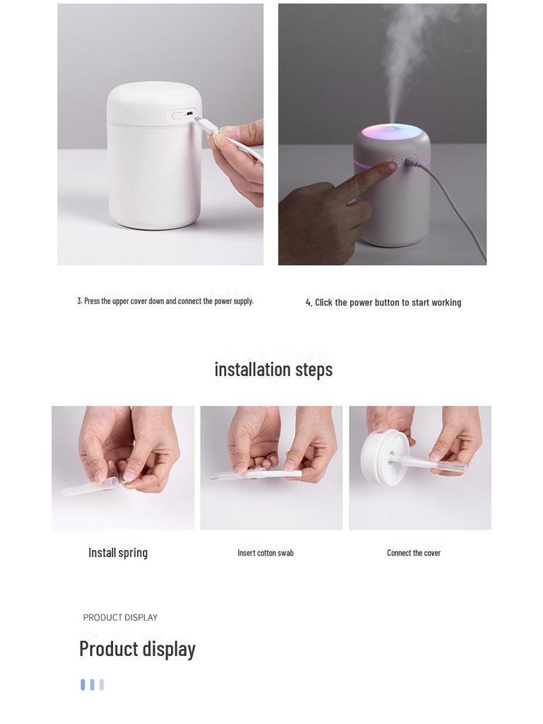 Colorful Portable USB Air Humidifier for Home & Car - Silent, Logo Gift Option