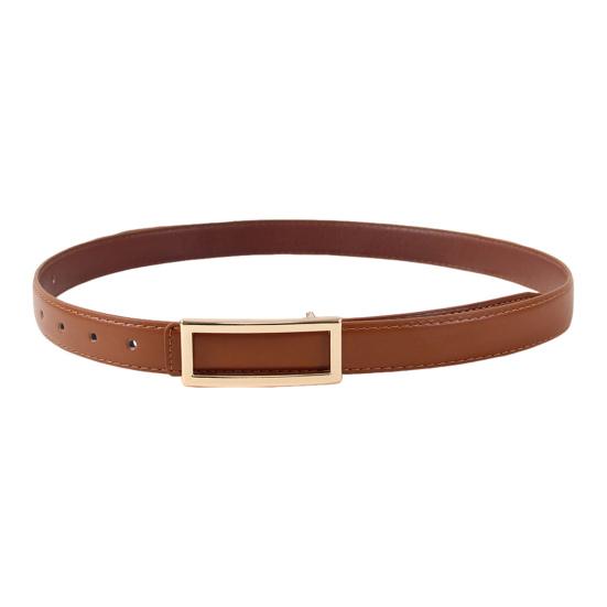 Женский модный ремень из искусственной кожи с прямоугольной пряжкой, однотонный пояс для брюк, джинсов, универсальный аксессуар для платьев, рубашек, топов