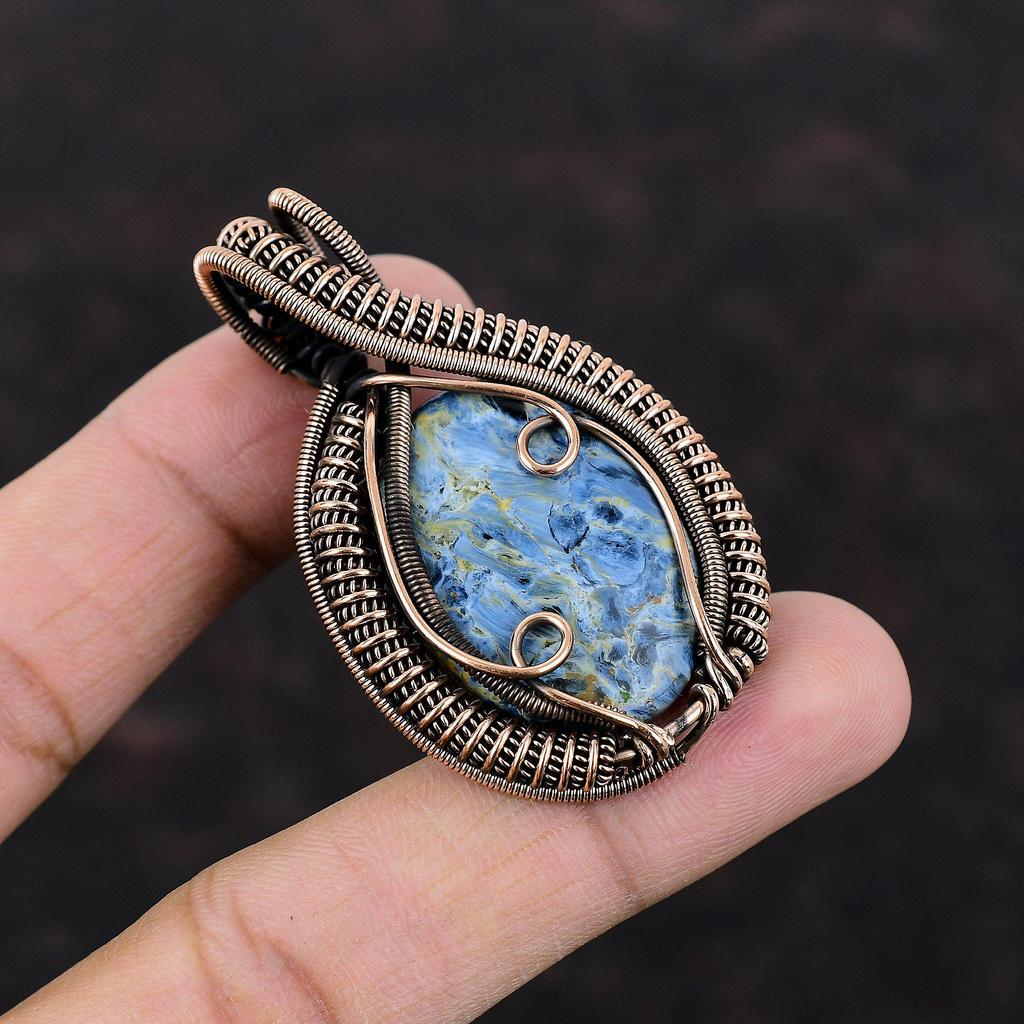 Подвеска из Питерсита, медная проволока, кулон с драгоценным камнем, Ювелирные изделия из Питерсита, подвеска ручной работы, красивые медные украшения, подарок для женщин