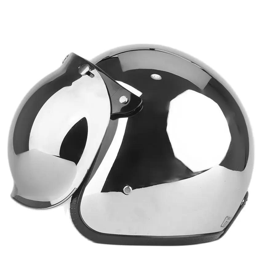 Открытый мотоциклетный шлем Винтажный Kask Capacete Хром Серебристый Ретро Casque Зеркальный Пилот Шлем-полумаска 3/4 Casco