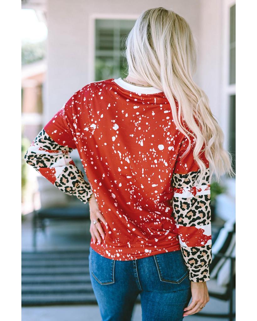 Azura Exchange Леопардовый тай-дай топ с длинными рукавами