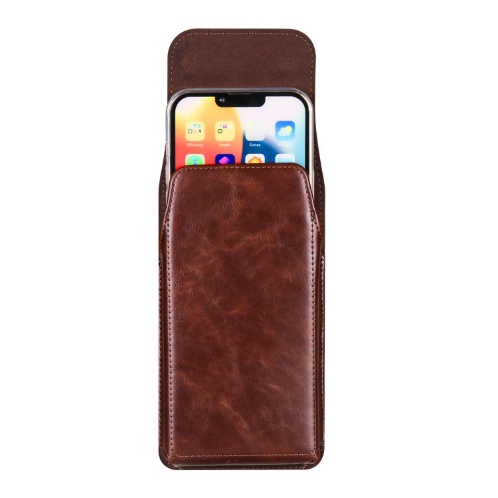 Solid Color Leather Belt Clip Phone Case Vertical Phone Belt Hanging Pouch Outdoor Sports