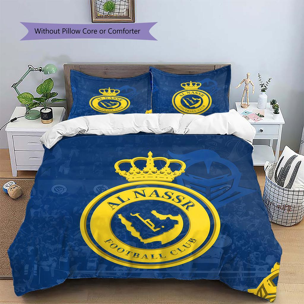 Al-Nassr FC Pattern Bedding,Quilt Set Quilt Cover Pillowcase Home Birthday Gift(1 * duvet cover + 2 * pillowcase, without core)