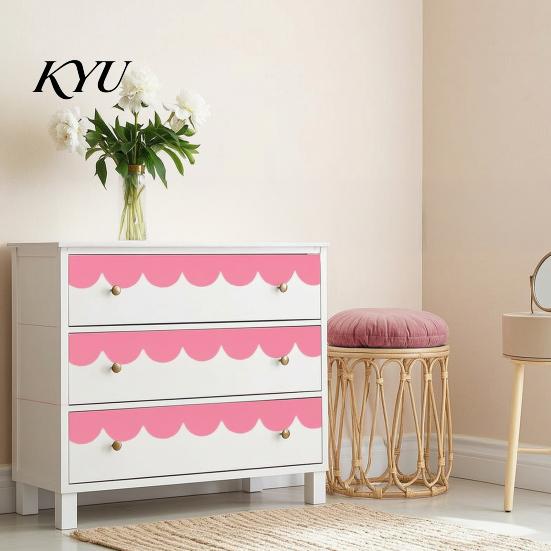 Flexible Corner Decoration for Wardrobe 4Pcs Scalloped Border Wall Decals, Peel and Stick Half Arch Geometric Stickers, Decorative Sticker Bedroom