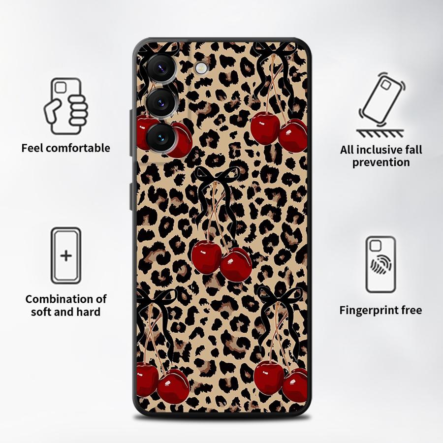 Чехол с леопардовой вишней для Samsung Galaxy A57 A37 A22 A73 A51 A23 A55 A25 A53 A35 A52 A36 A24 A26 A32 Чехол для телефона A72 A71