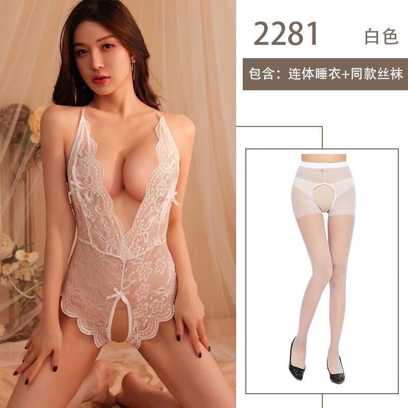 Sex lingerie purple sexy one-piece pure desire free lace perspective hot uniform free temptation