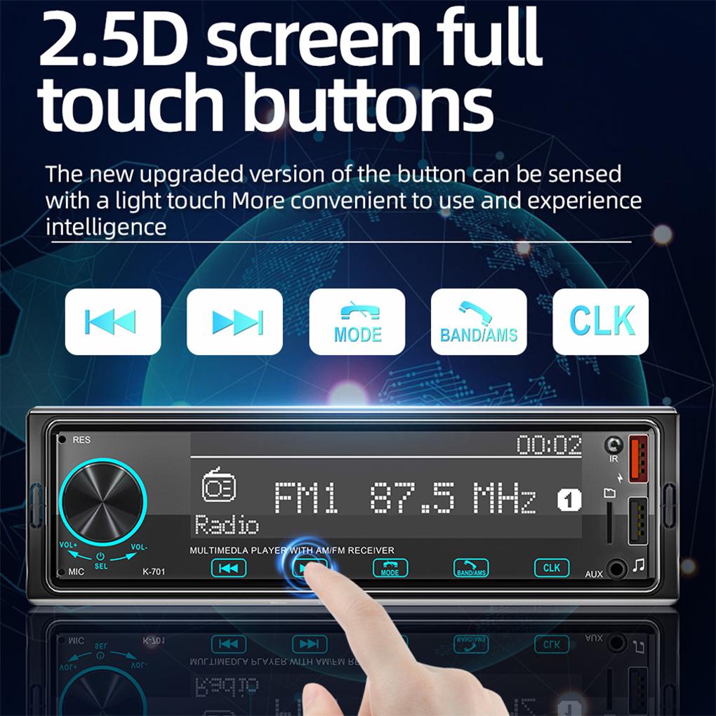 Однодиновый MP3 автомобильный радиоприемник аудио стерео FM Aux вход приемник 12 В встраиваемый Bluetooth мультимедийный автомобильный радиоплеер