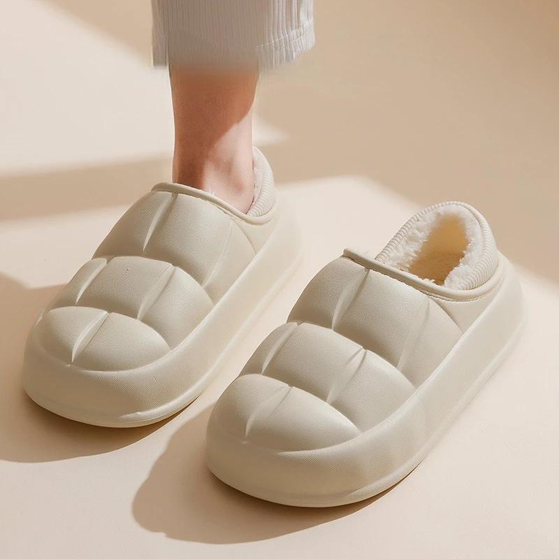 Тапочки с закрытым каблуком, мужские зимние домашние пары, утолщенные водонепроницаемые нескользящие плюшевые хлопковые туфли, внешняя одежда 2024