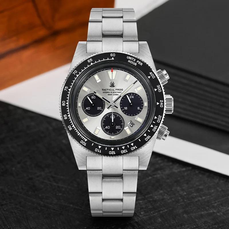 Tactical Frog V2 Solar Chronograph Quartz Wristwatch VS75 Movement 200m Waterproof Men's Watch Sapphire C3 Luminous Luxury Watch