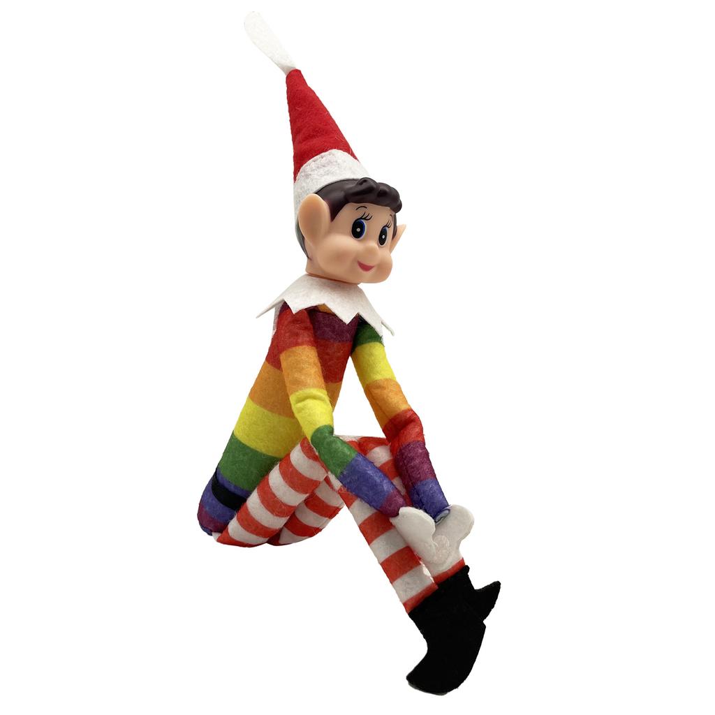 Радужный эльф, украшение, милая ткань, длинные ноги, сидящая праздничная полка, фигурка эльфа для стола