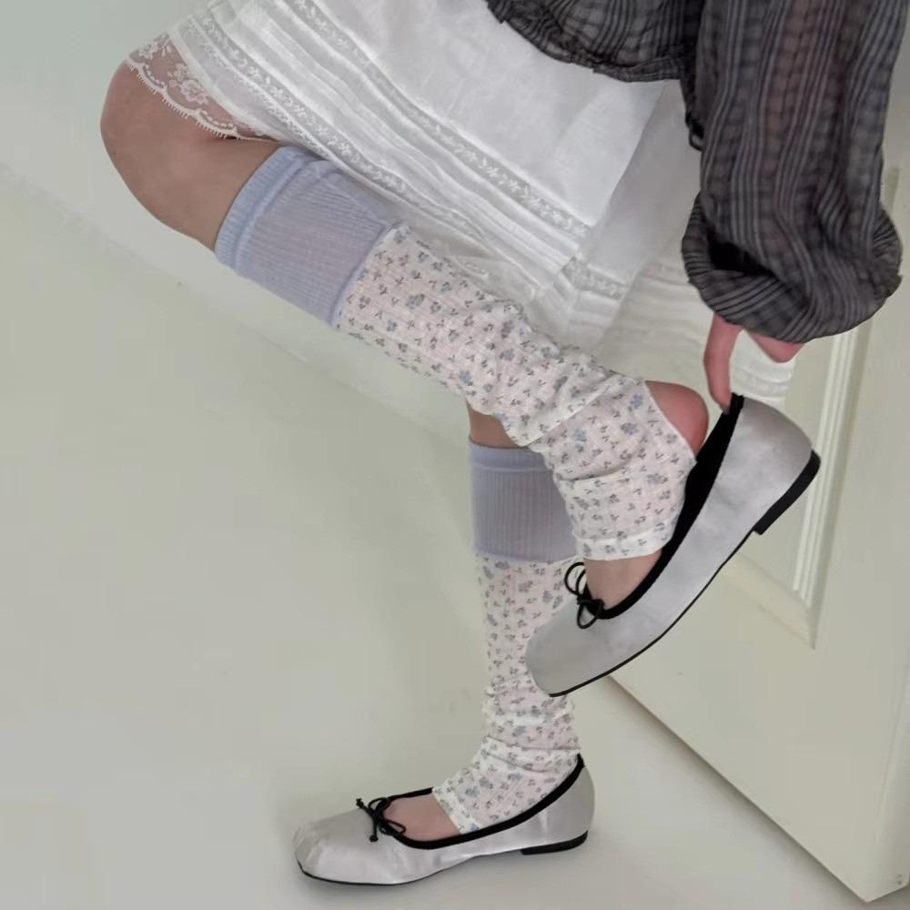 Thin Floral Leg Warmers Floral Pattern Mid Calf Socks New Floral Leg Socks Women Daily Wear