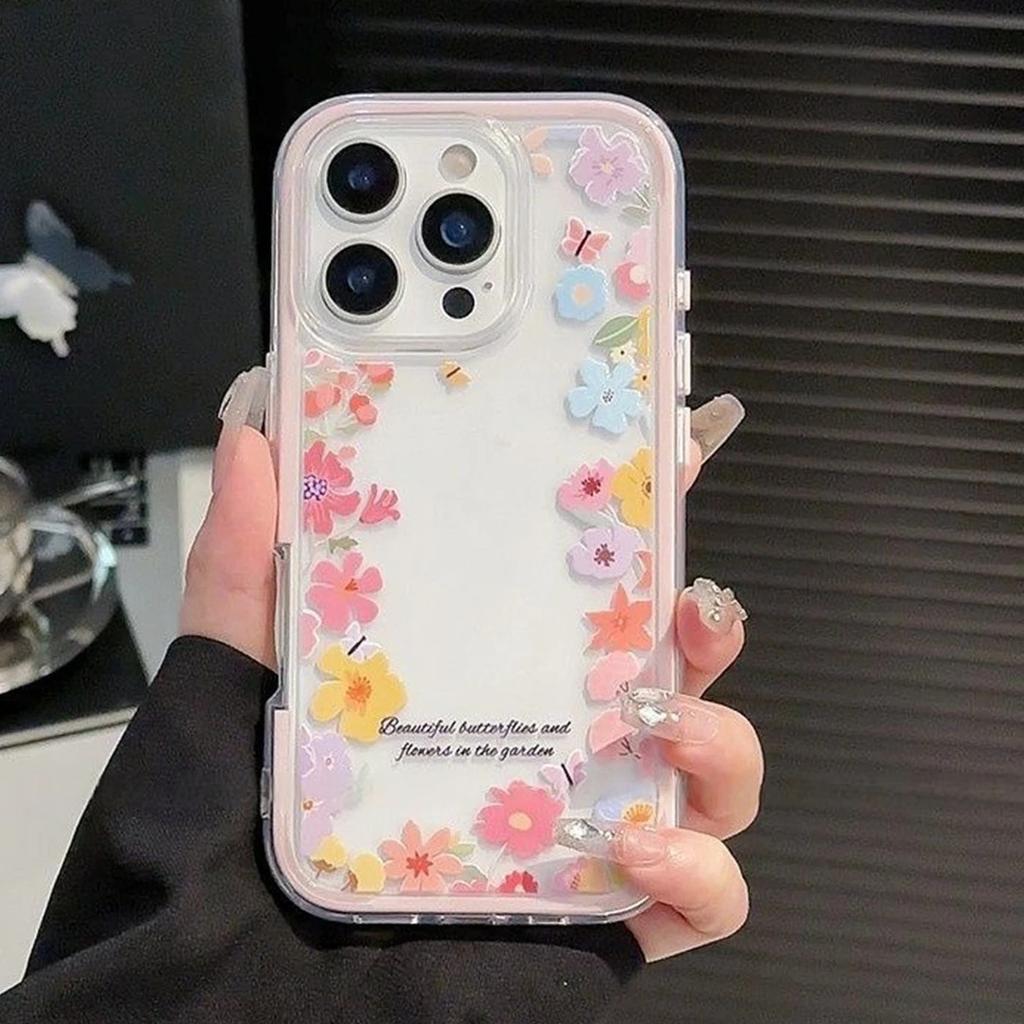 Ins Летний Круг Цветов для Apple 17/16iPhone15 Цветная Кромка Чехол для Телефона 13 Свежий 12 Премиум 14