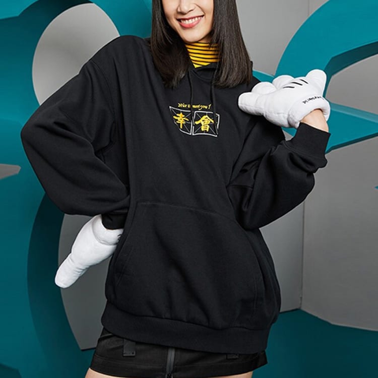 Толстовки Li Ning X Disney Унисекс Черные С капюшоном Умеренные Обычные AWDQB74-3