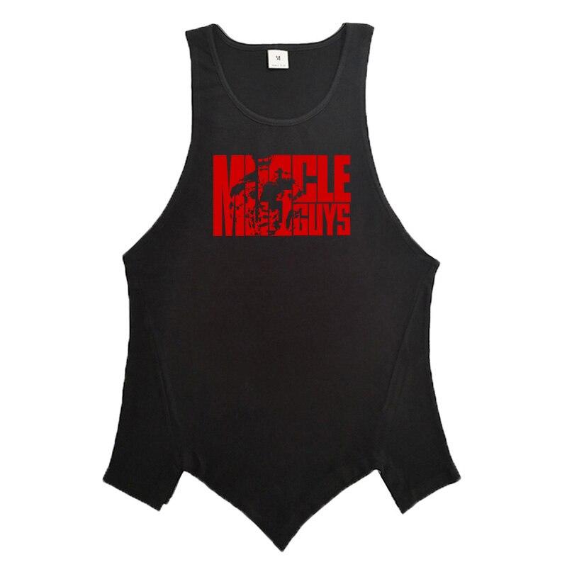 Men’s Gym Clothes Irregular Hem Tank Tops Summer Fashion Trend Street Wear Printed Sleeveless T-shirts Bodybuilding