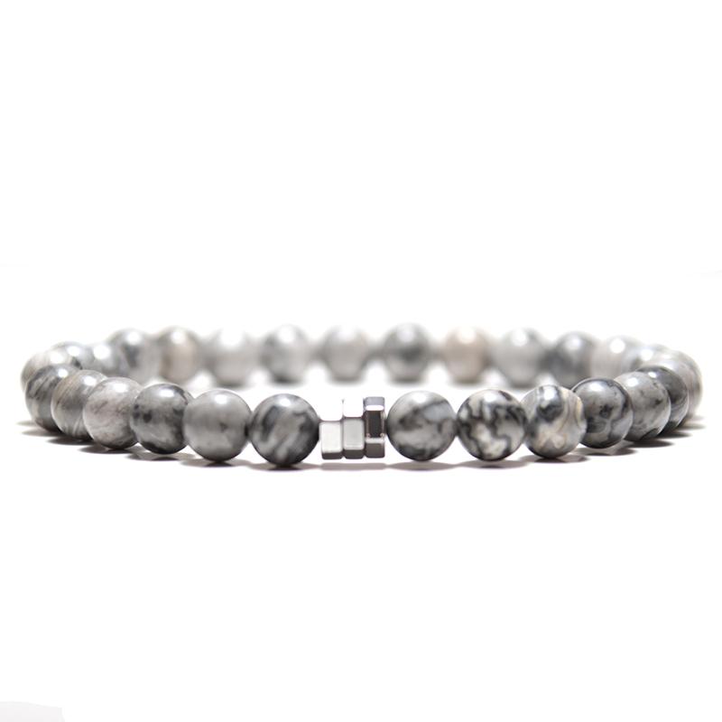 New 3 Styles Beaded Bracelet For Men 6mm Onyx Map Hematite Stone Yoga Meditation Healing Braslet Erkek Bileklik Pulseria Hombre