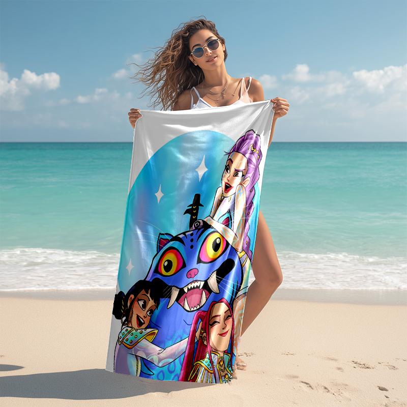 1pc KPop Demon Hunters28 Beach Towel, Comfortable and Thick, and Swimming/Bath/Picnic/Camping Towel, Suitable for Seaside Beaches