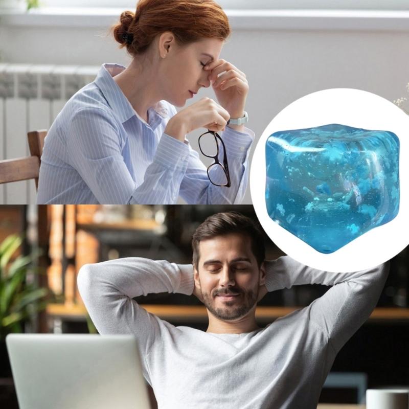 2Pieces AntiStress Ice Cubes Sensory Squeeze Toy for Anxiety Reduce Hand Strengthening Exercise Portable Squeeze Ball
