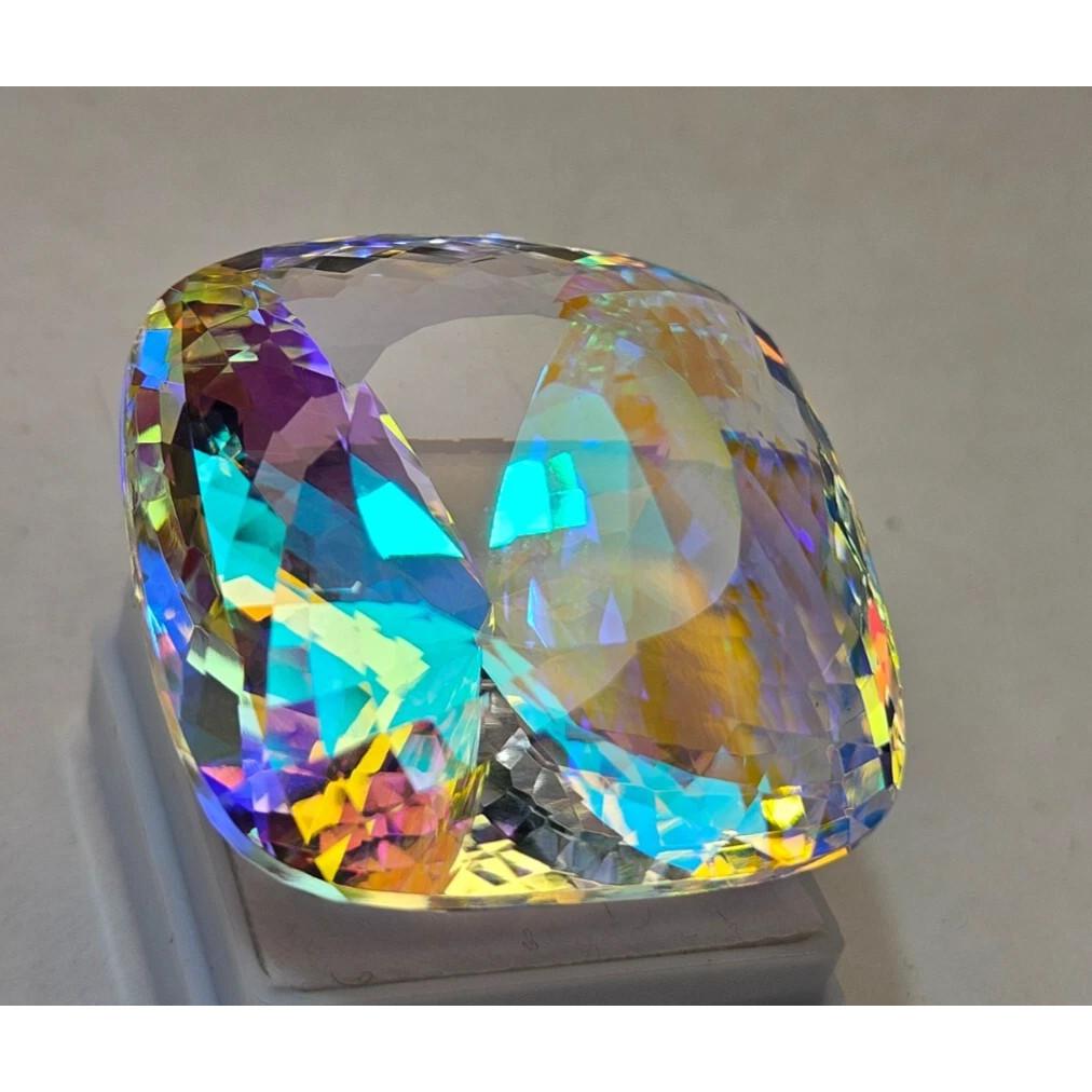 131.15 Ct Natural Mystic Topaz Cushion Rainbow Color Stunning Gemstone