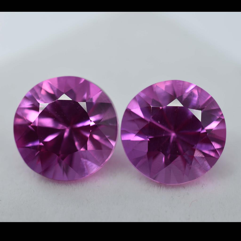 19 Ct Natural Pink Sapphire Round Cut CERTIFIED Ceylon Loose Gemstone Pair