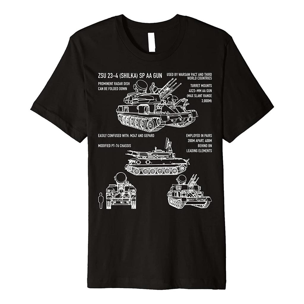 Zsu 23 Shilka Russian Selfpropelled Antiaircraft Gun T Shirt New 100 Cotton Short Sleeve ONeck Casual Tshirt Size S3XL