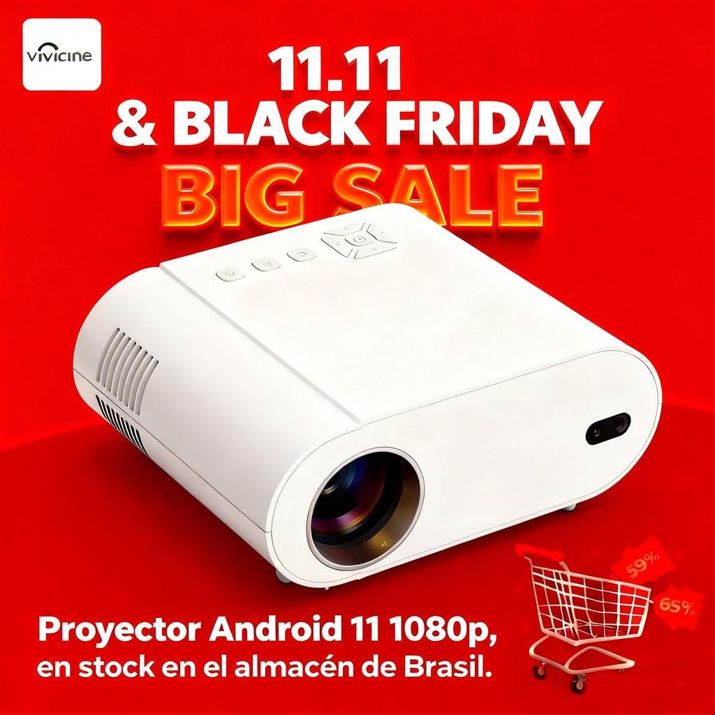 Vivicine L007 Портативный проектор для домашнего кинотеатра Android 11 Full HD 1080p, автофокус, автоматическая коррекция трапецеидальных искажений