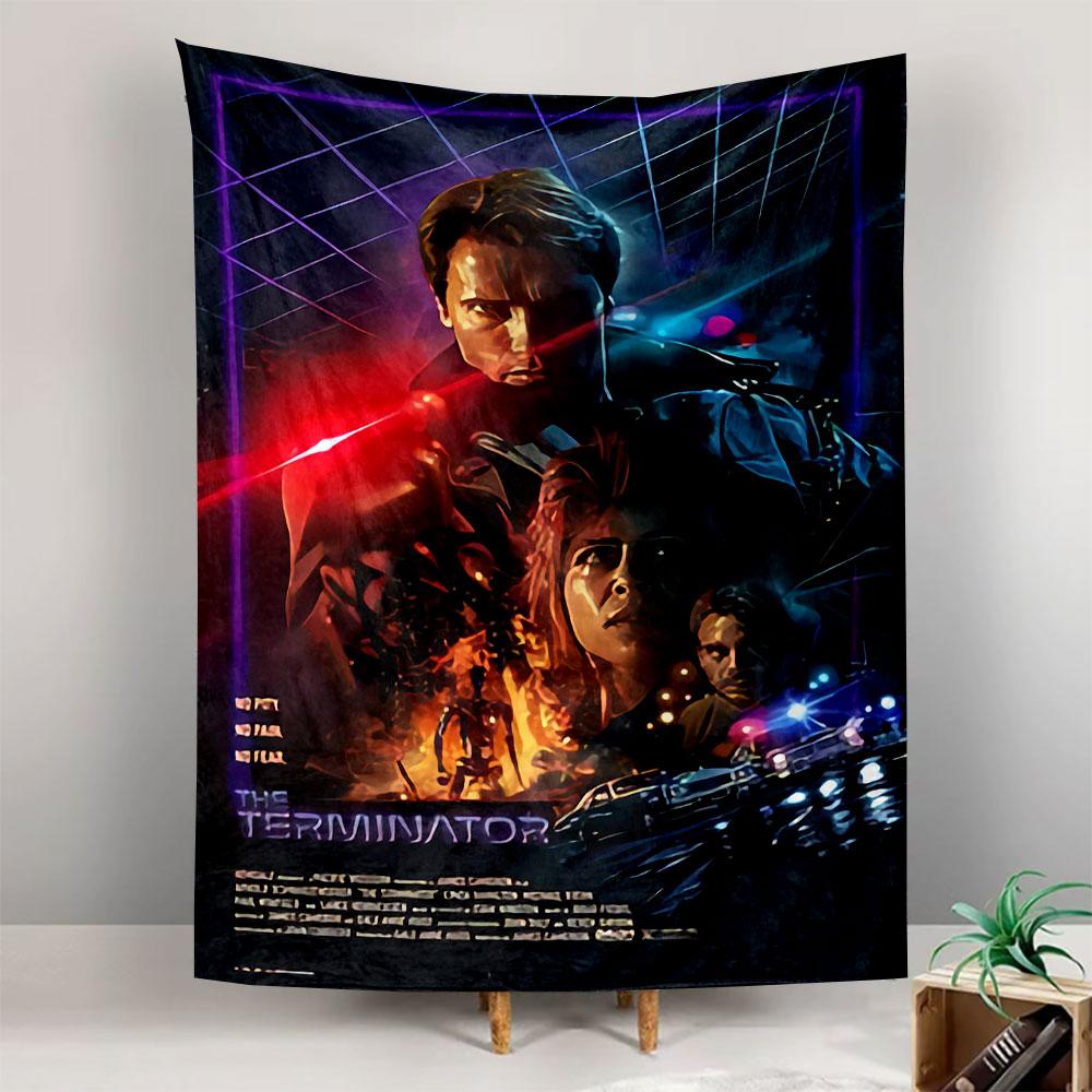 The Terminator Tapestry Wall Hanging, Arnold Sci-Fi Movie Poster Art, Retro Wall Decor for Bedroom Living Room Dorm