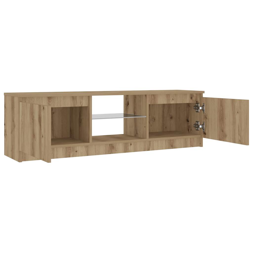 TV Stand with LED Lights Artisan Oak 120 x 30 x 36 cm