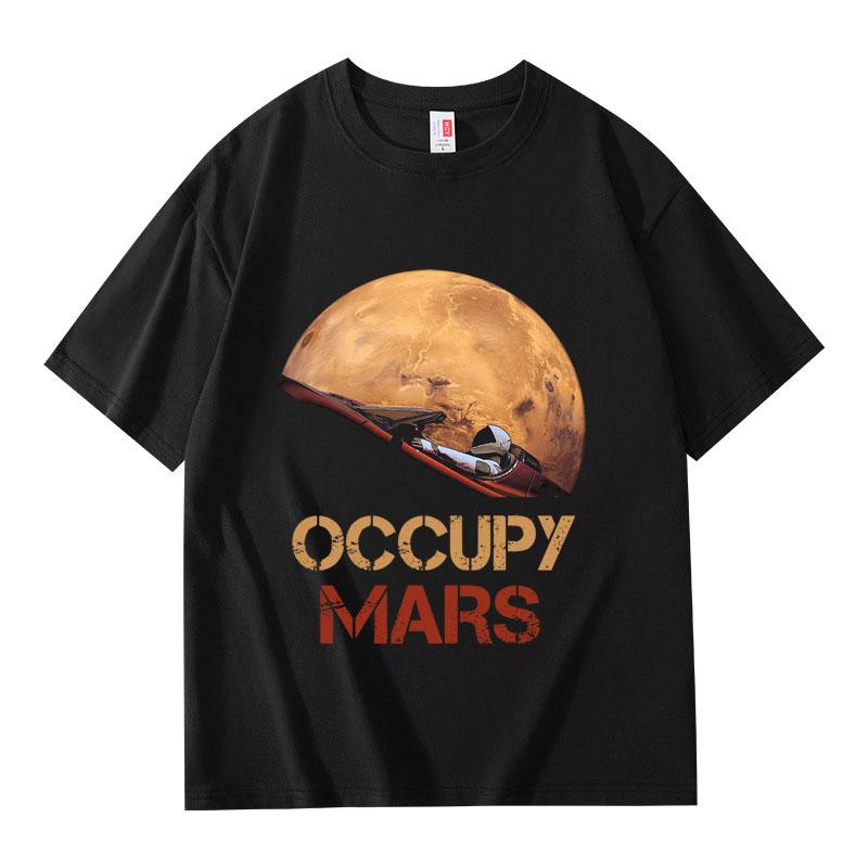 2024 Summer Occupy Mars Elon Musk T-Shirt Street Wear Graphic Shirts Plain Plus Size Clothes Mens Shirts Graphic Tee