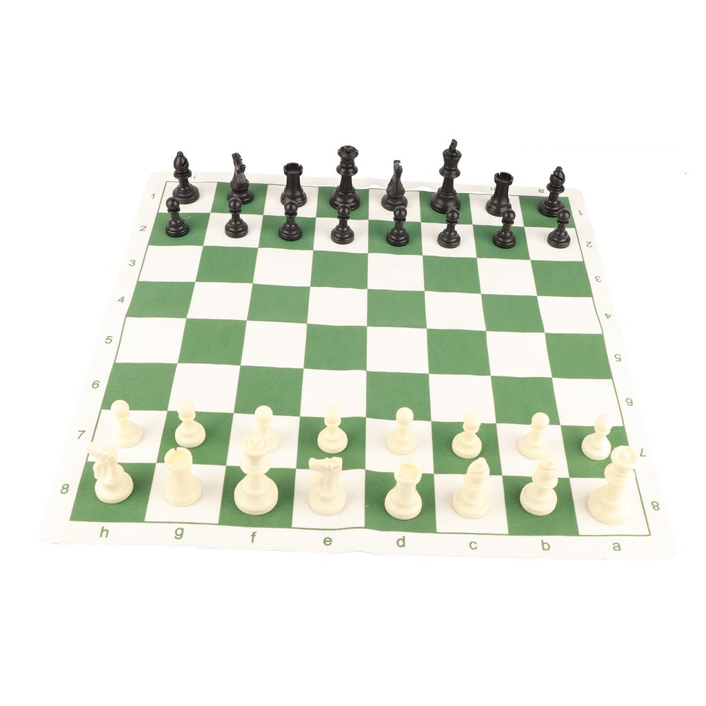 Chess Set Plastic Chess Board Set Desktop Artificial Leisure Game with Leather Checkerboard for Party Camping Relaxing