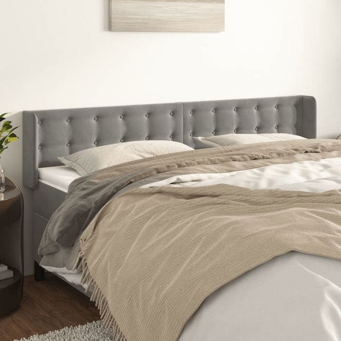Tête de lit - Maison Exclusive - Avec oreilles - Velours gris clair - Hauteur réglable - 163x16x78/88 cm