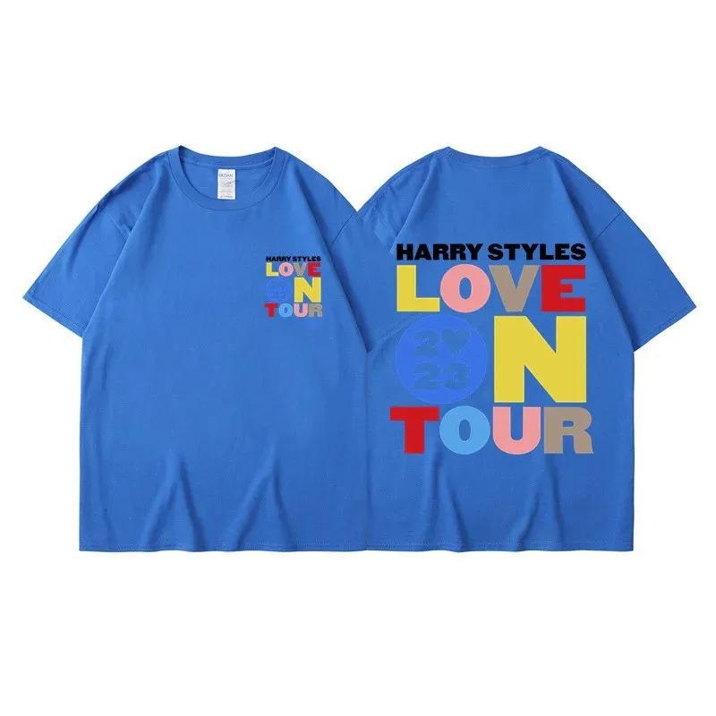 Гарри Стайлс Love On Tour Мужская Летняя Футболка с Коротким Рукавом 100% Хлопок Y2K Хип-Хоп Уличный Повседневный Модный Топ Футболки