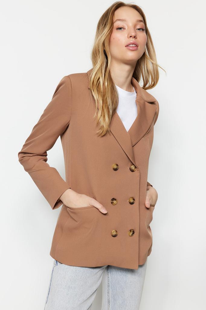 Women's Fashion Blazer Jacket Coat Lapel Long White Oversize Lined Woven Blazer Jacket