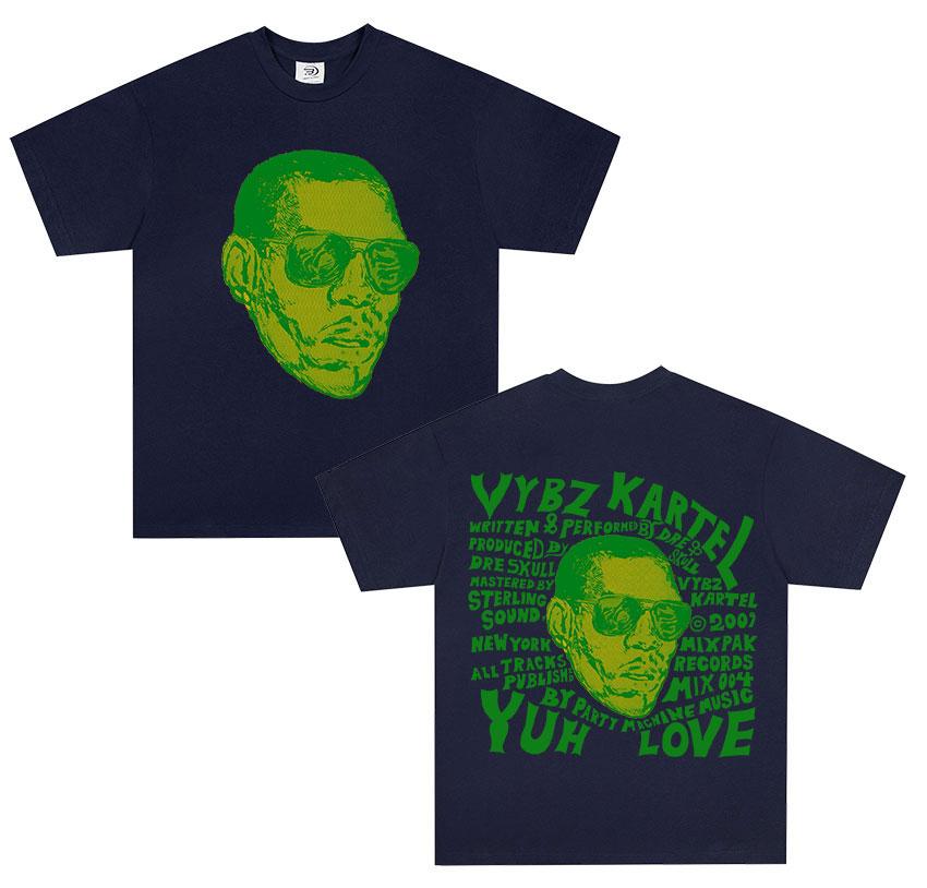 Rapper Vybz Kartel Tour 2025 New Album T Shirts Men's Hip Hop Oversized Short Sleeve T Shirt Fashion High Quality Cotton T-shirt