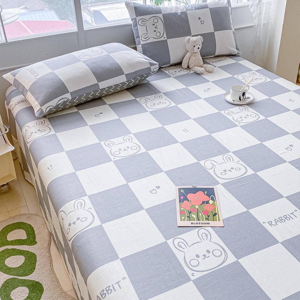 Комплект постельного белья из чистого хлопка, три предмета - Грубая ткань, на резинке, Подходит для общежитий и младенцев