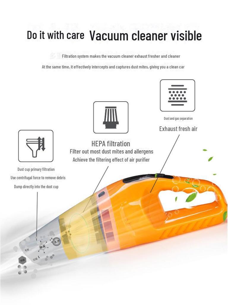 Автомобильный пылесос высокой мощности 120 Вт: Ручной пылесос двойного назначения для влажной и сухой уборки с мощным всасыванием
