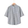 Deer and Andi cotton and linen women's spring new striped short-sleeved shirt women's literary style yarn-dyed linen shirt wholesale