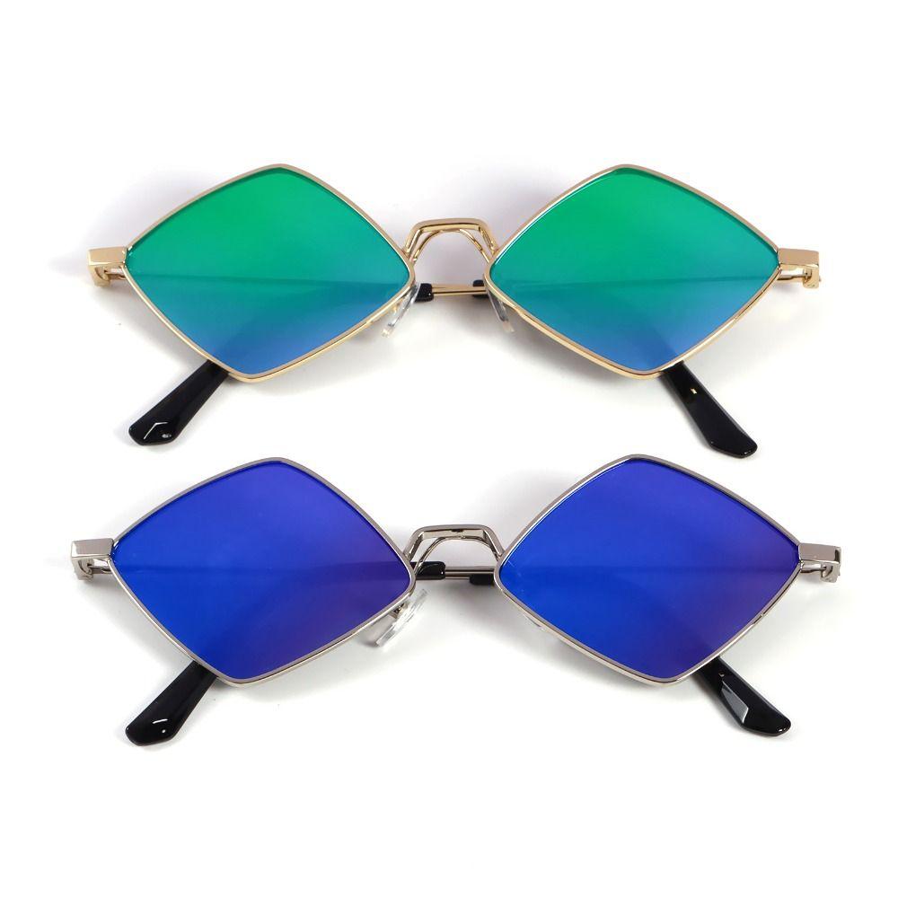 Trendy Small UV Protection Film Metal Men's Shades Sun Glasses Women's Sunglasses Diamond Shape