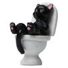 Resin Cat On Toilet Landscaping Ornaments Cartoon Animal Figurine for Home Decorations Desktop Mini Garden Accessories
