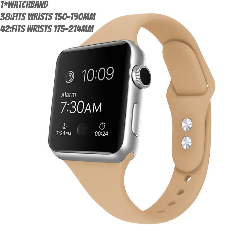 Ремешок для Apple Watch с тонкой талией, силиконовый ремешок, двойная пряжка, легкий, для фитнеса